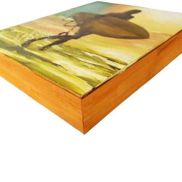 “Surfer“ Original oil painting on Cradled Wood Panel 8"w x 10"h x 1.5"d - Picture 8 of 10